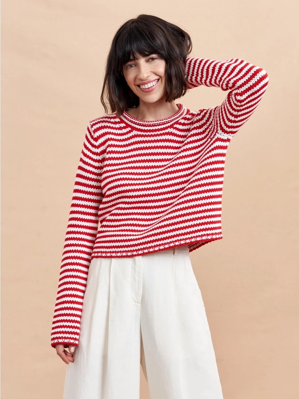 La Ligne Red and White Striped Crewneck Sweater